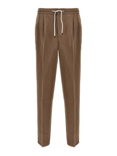 Brunello Cucinelli Linen Blend Trousers Trousers Brown