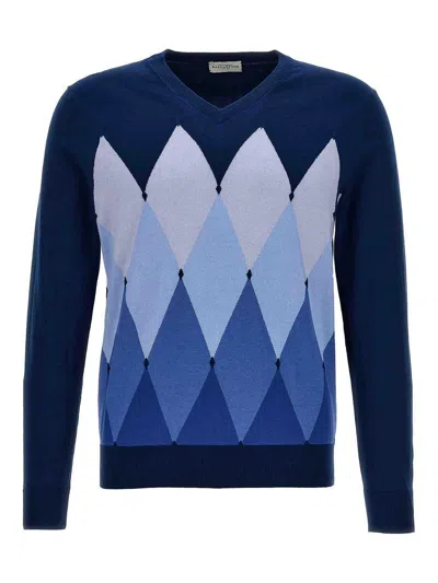 Ballantyne R Neck Pullover Sweater In Blue