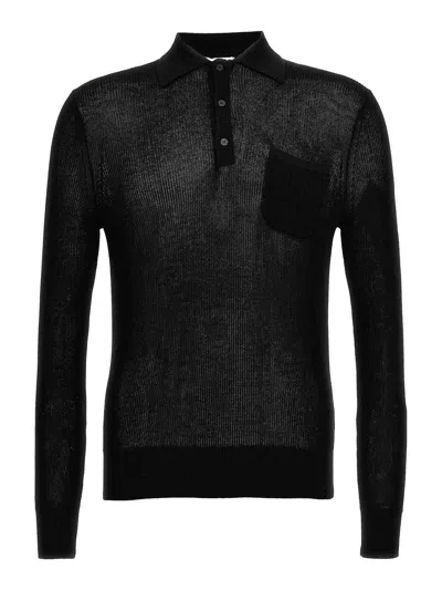 Ballantyne Cotton Knit Polo Shirt In Black
