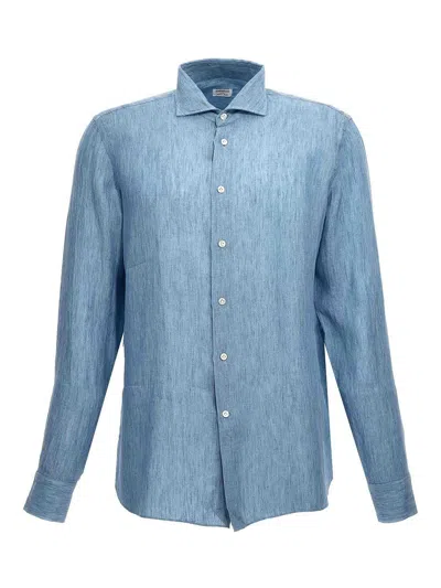 Borriello Napoli Linen Shirt In Light Blue