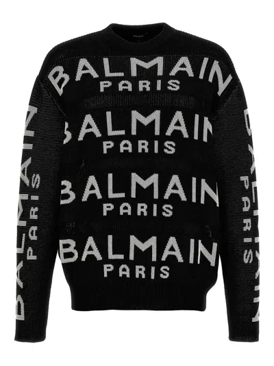 Balmain Maglione Logo All-over In Black