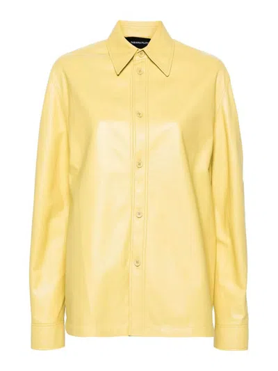 Fabiana Filippi Leather Shirt Jacket In Yellow