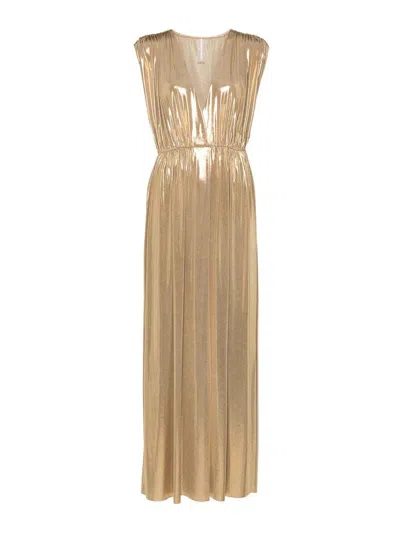 Norma Kamali Athena Maxi Gown In Gold