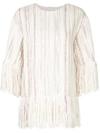 GOEN J FRINGE-TRIMMED STRIPE-WOVEN TOP,AG3TP08SWAC12308231