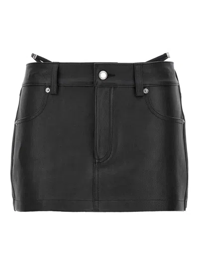 Alexander Wang Thong Leather Skort In Black