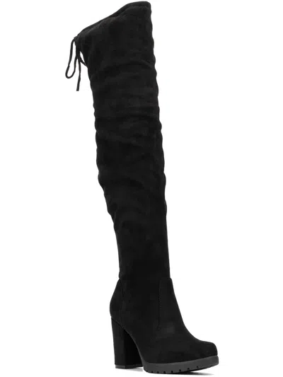 New York And Company Adora Womens Faux Suede Over-the-knee Boots In Black