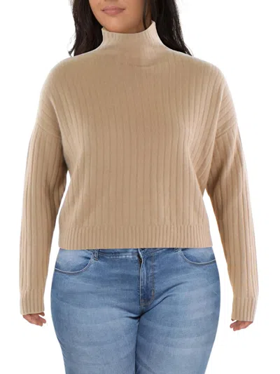 Lauren Ralph Lauren Womens Ribbed Long Sleeve Mock Turtleneck Sweater In Brown