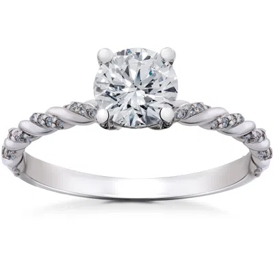 Pompeii3 7/8 Ct Lab Grown Round Eco Friendly Diamond Mia Engagement Ring 14k White Gold In Multi