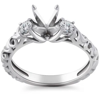 Pompeii3 1/4ct Vintage Diamond Engagement Ring Setting 14k White Gold In Multi