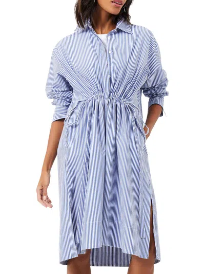 French Connection Rhodes Sus Pop Womens Cotton Knee-length Shirtdress In Blue