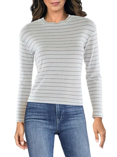 Vince Womens Striped 100% Cotton Pullover Top In White