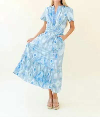 Sheridan French Eloise Dress In Blue Ikat In Multi