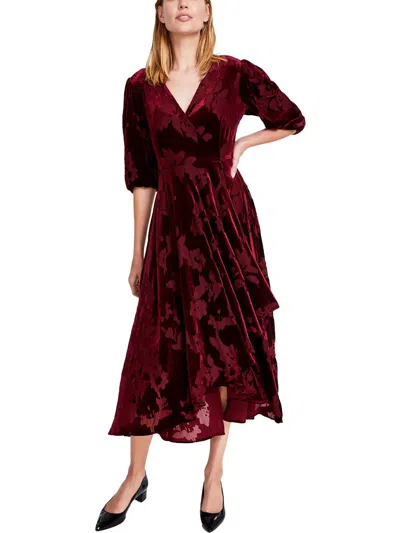 Calvin Klein Womens Velvet Wrap Dress In Red