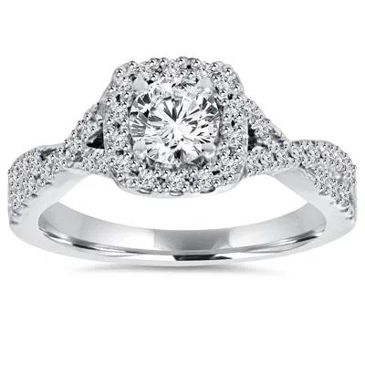 Pompeii3 1ct Cushion Halo Diamond Engagement Ring 14k White Gold In Multi