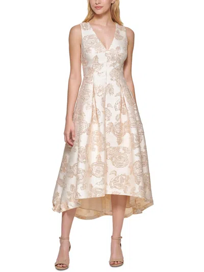 Eliza J Petites Womens Metallic Sheath Dress In Champagne