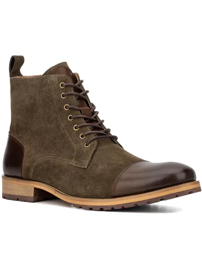 Vintage Foundry Co Seth Mens Suede Toe Cap Combat & Lace-up Boots In Brown