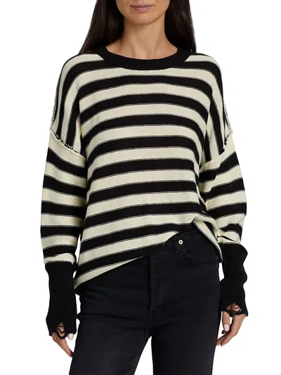 Nsf Anabelle Sweater In Black Cream Stripe In Multi