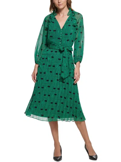 Karl Lagerfeld Womens Chiffon Midi Dress In Green