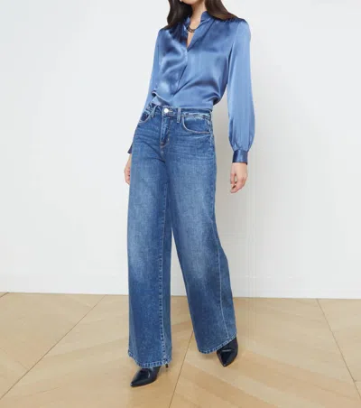L Agence Alicent Wide Leg Jean In Blue