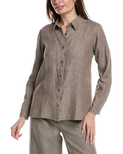 Eileen Fisher Petite Linen Shirt In Brown