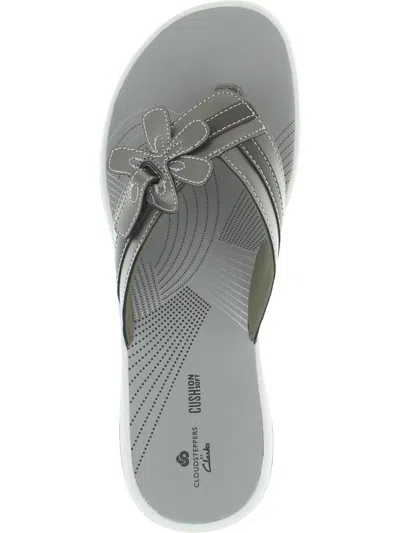 Cloudsteppers By Clarks Brinkley Flora Womens Applique Slip On Thong Sandals In Silver