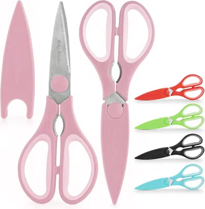 Zulay Kitchen Kitchen Shears With Protective Cover In Pink