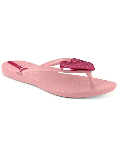 Ipanema Grendene Womens Faux Leather Flat Thong Sandals In Pink