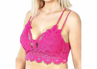 Anemone Lace Bralette In Hot Pink