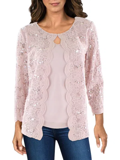 Alex Evenings Womens Twinset Lace Blouse In Multi