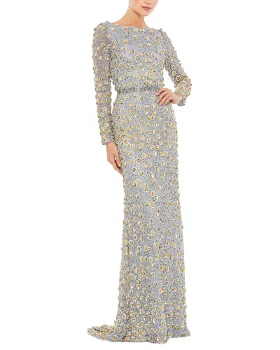 Mac Duggal Embellished High Neck Gown In Yellow