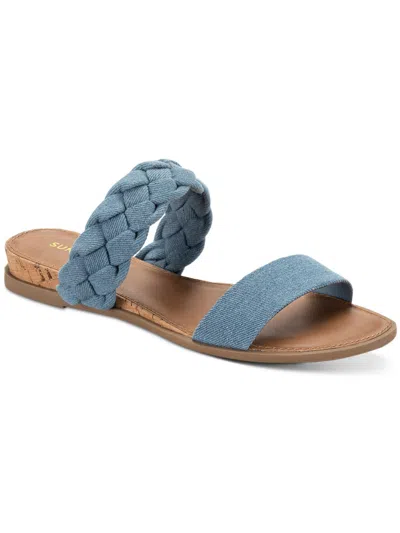 Sun + Stone Eastend Womens Braided Denim Slide Sandals In Blue