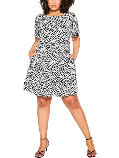 City Chic Billie Spot Womens Linen Midi Dress In Multi