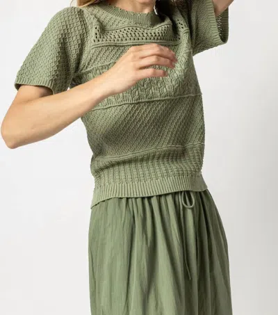 Lilla P Puff Sleeve Pullover Sweater In Sage In Multi