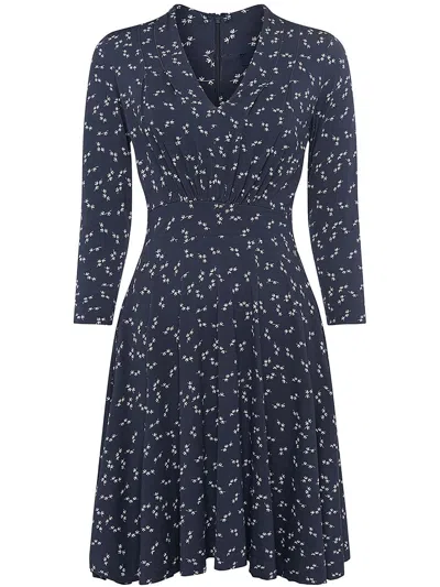French Connection Ditsy Womens Floral Print Above Knee Mini Dress In Blue