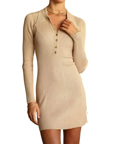 Araminta James Knit Long Sleeve Mini Dress In Ecru In White