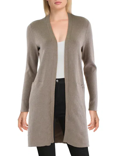 Lauren Ralph Lauren Womens Layer Ribbed Cardigan Sweater In Grey