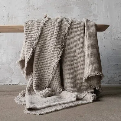 Linenme Linen Washed Throw Blanket In Natural In Neutral