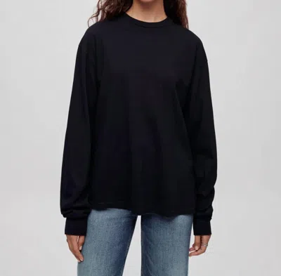 Re/done Long Sleeve Boyfriend Tee In Black