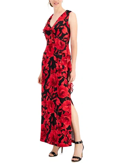 Connected Apparel Petites Womens Polyester Cocktail And Party Dress In Red