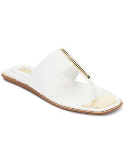 Dkny Deja Womens Faux Leather Square Toe Thong Sandals In White