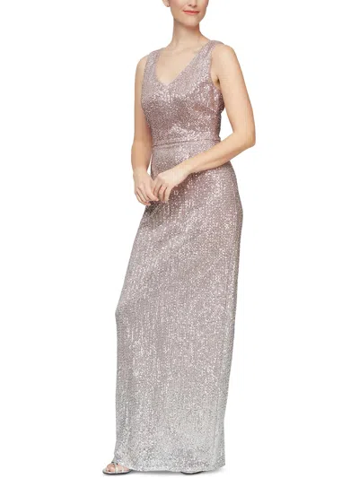 Alex & Eve Womens Sequined Polyester Evening Dress In Multi
