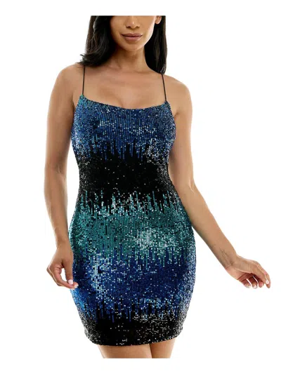 B Darlin Juniors Womens Sequined Polyester Cocktail And Party Dress In Multi