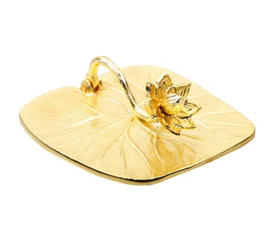 Classic Touch Decor Gold Square Napkin Holder With Lotus Flower Design