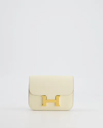 Hermes Constance Slim Belt Bag In Nata Epsom Leather With Gold Hardware In White