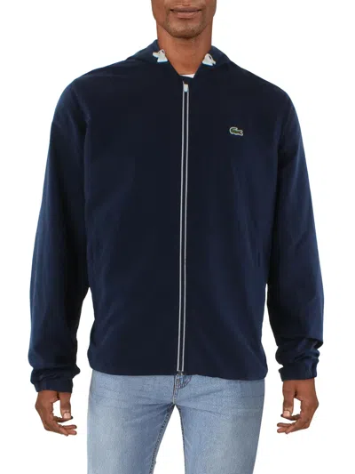 Lacoste Mens Hooded Cold Weather Soft Shell Jacket In Blue