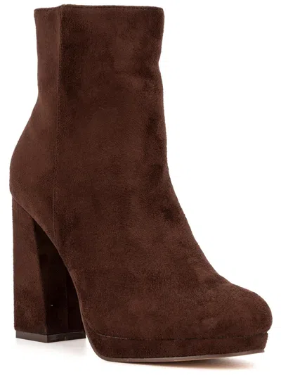 New York And Company Fran Womens Faux Suede Ankle Boots In Gold