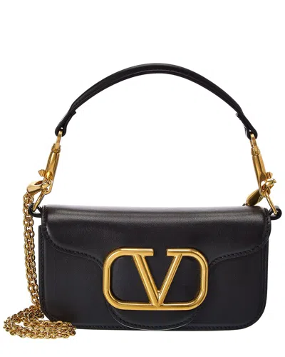 Valentino Garavani Vlogo Loco Small Leather Shoulder Bag In Black