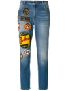 MR & MRS ITALY PATCHES STRAIGHT JEANS,JE034E12125979