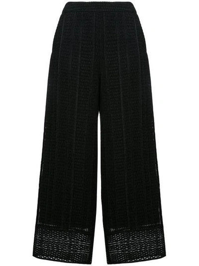 Goen J Yarn-overlaid Organza Wide-leg Trousers In Black