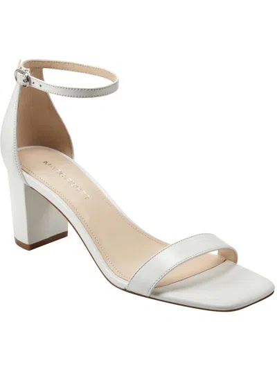 Marc Fisher Jaron Womens Leather Ankle Strap Heels In White